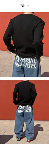 [Unisex] バックプリントバルーンワイドパンツ(2color)