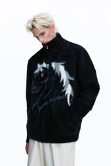 Jungle Knit High Neck Cardigan
