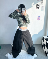クロップミリタリーフーディ💚🖤