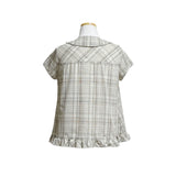 (3color) Classic Frill Check Short Sleeve Blouse