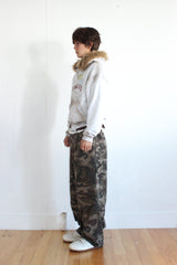 Vintage Spray Fur Angel Hood Zip-up (Lightgray)