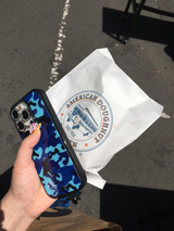 blue camo glass case