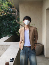 Brick Suede Sleeve Knit Jacket 2C