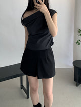 Sebit Check One-Off-Shoulder Blouse