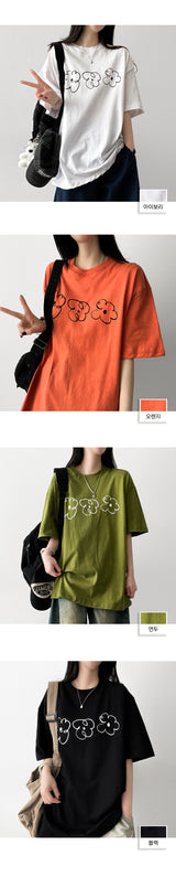 フラワー フラワー スケッチ 半袖Tシャツ