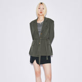 Semi overfit belted jacket [Gloss green]