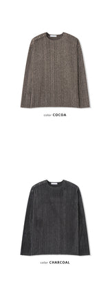 [S/S] ストライプスナップヘンリーネックスリーブ(2color)
