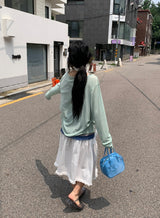 Fiumi Frill Shirring Midi Banding Skirt