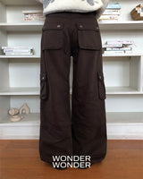 [MADE] Inku Color-block Pocket Cargo Wide Long Pants