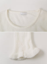 Feminine Frill Wool Crop Knit + Tie Set (3color)