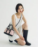 RIBBON LACE EMBOSS SHOULDER & CROSS BAG