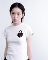 ハートロックドットクロップTシャツ (ホワイト)