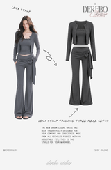 レナ ストラップ トレーニング スリーピースセットアップ (set-up + cardigan + sleeveless pants)