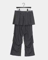 Mneレイヤードピンタックプリーツラップスカートパンツスカート