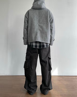 Carbon Wool Hooded Half Coat
