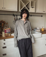 ペールヘンリーネックリブド長袖Tシャツ