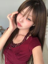 Sina Lace Strap Halter Short Sleeve