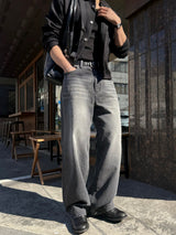 Dun paper washed wide denim