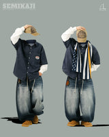 CR Wide Denim Banding Balloon Pants