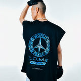 [UNISEX] WORLD PEACE オーバーサイズローエッジスリーブレスTシャツ（ブラック）