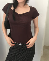 ショーカーシースルーシャーリングショートスリーブTシャツ
