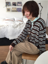 バービエパステルカラーネックポーラTシャツ（5c）