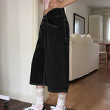 Yukil Carpenter Stitch Three-Quarter Bermuda Denim Pants