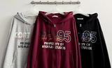 95 Lettering Two Way Hooded Zip-Up