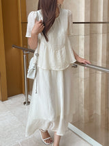 Pulson Ruffle Banding Wrinkle Layered One Piece