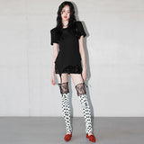 ショルダーパデットワッフルTシャツ _ ブラック