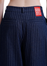 PUSH PUSH PP STRIPES PANTS ストライプワイドパンツ青色（あおいろ）