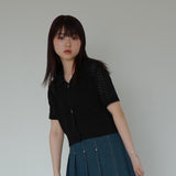 mesh knit cardigan