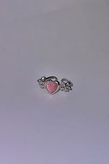 Pink heart angel ring
