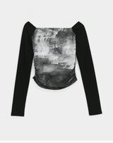 [MADE] Robedin Printing Shirring Off Shoulder