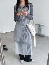 button sheer dress (3color)
