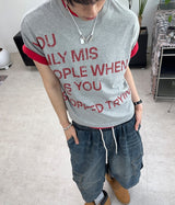 パッド レタリング クロップ ショートスリーブTシャツ