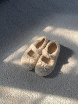 Fluffy Roomy Cozy Fleece Mary Jane Flats