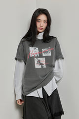 アーバンハイネックストリングシャツ_グレー