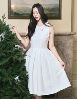 [LADY LINE] オフィーリアリボンポイントスリーブレスミディバルーンドレス ホワイト