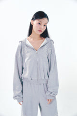 Pearl Hoodie Zip-Up Gray