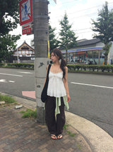 Soven Curved Balloon Cotton Wide Pants