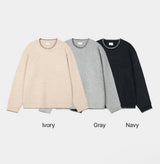 [Unisex] ステッチラウンドネックニット(3color)