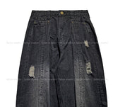 フォールディングポケットカーブダメージデニムパンツ