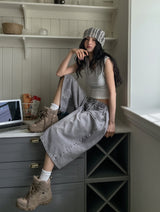 Dyeing Washed Banding Bermuda Denim Pants