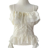 Lace Frill Two-Way Built-In Bra Sleeveless Top