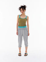 Easy Cropped Pants Melange Grey