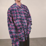 smoke wash check shirt_purple