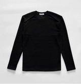Muscle-fit ribbed knit neutral raglan detail