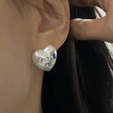 [92.5silver] Jewel heart earring