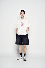 25SS ワイドベーシックデニムショートパンツ ブラック